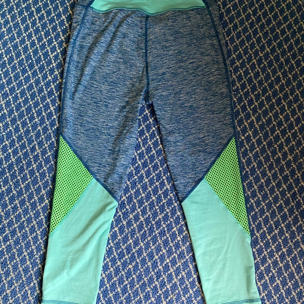 blue and green under armor leggings.